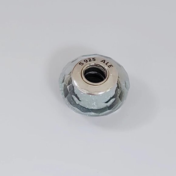Pandora Faceted Frosty Mint Shimmer Murano Glass Charm Bead with box - Picture 2 of 4